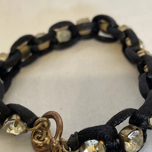 Black Paracord Rhinestone Bracelet 6.5 inches Sparkle Crystal Bling Shamballa - Picture 7 of 10